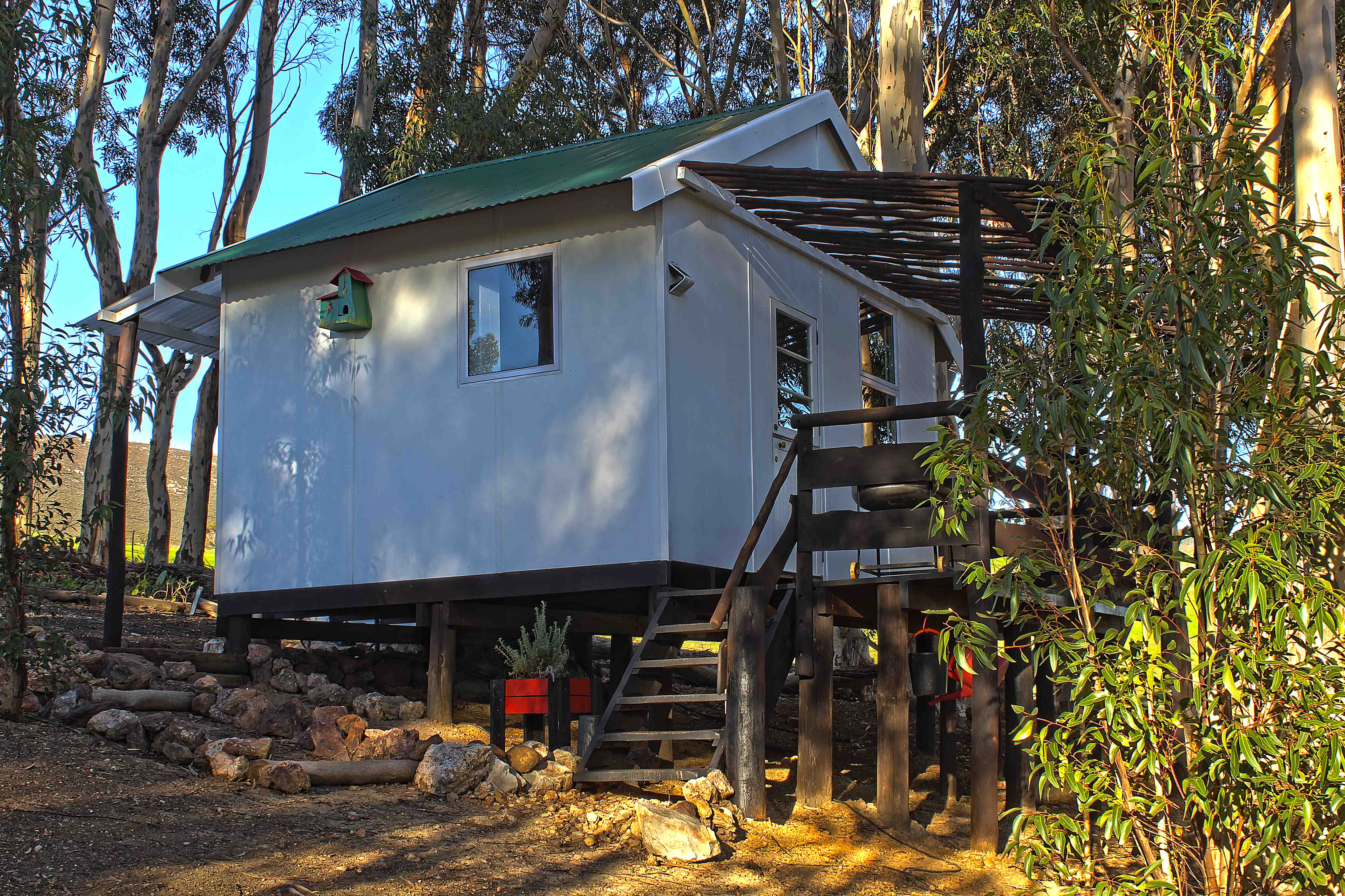 A guest house amongst the Blue Gum trees.