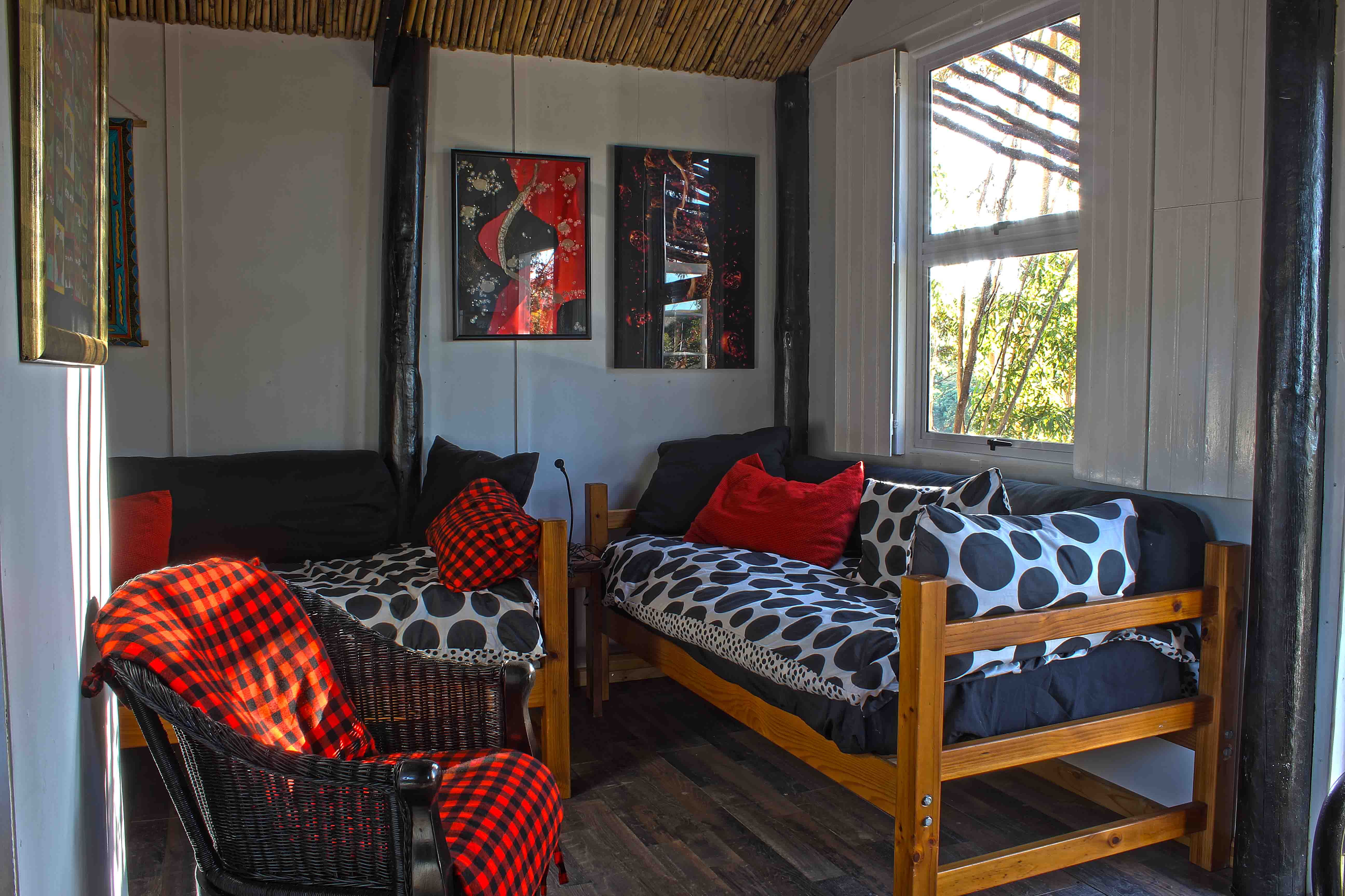 Beds in the guest house.