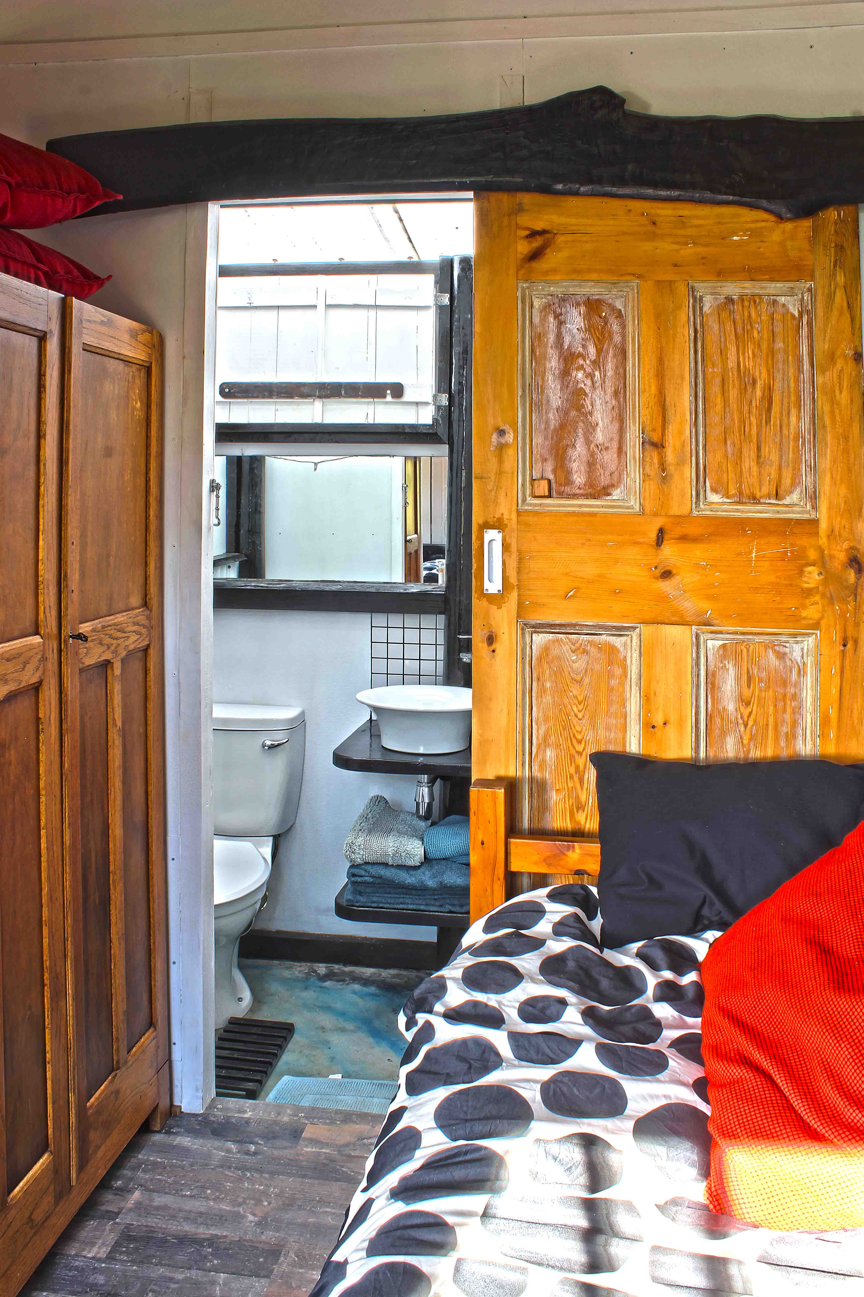 The entrance to the guest house bathroom.