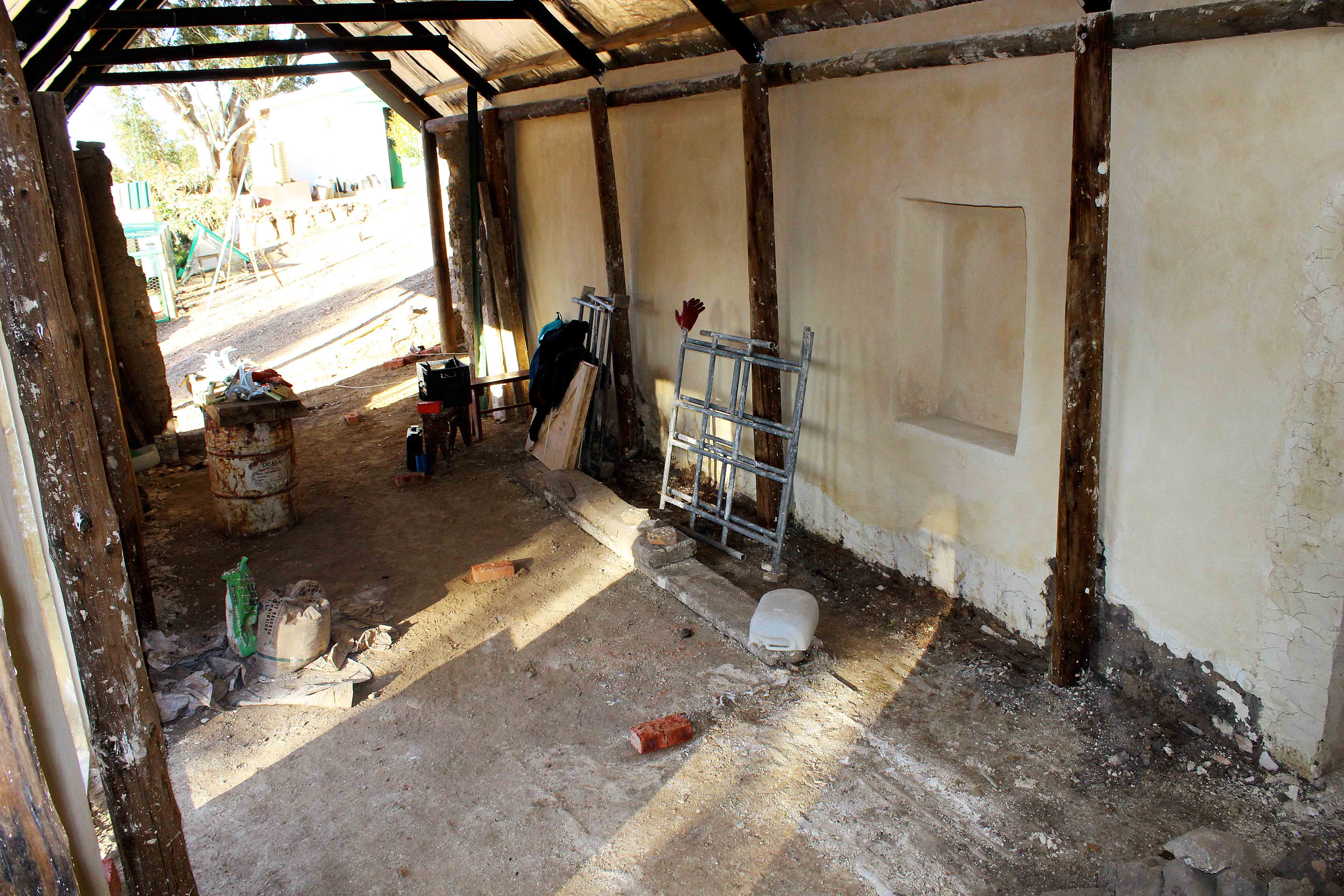 The barn under construction.