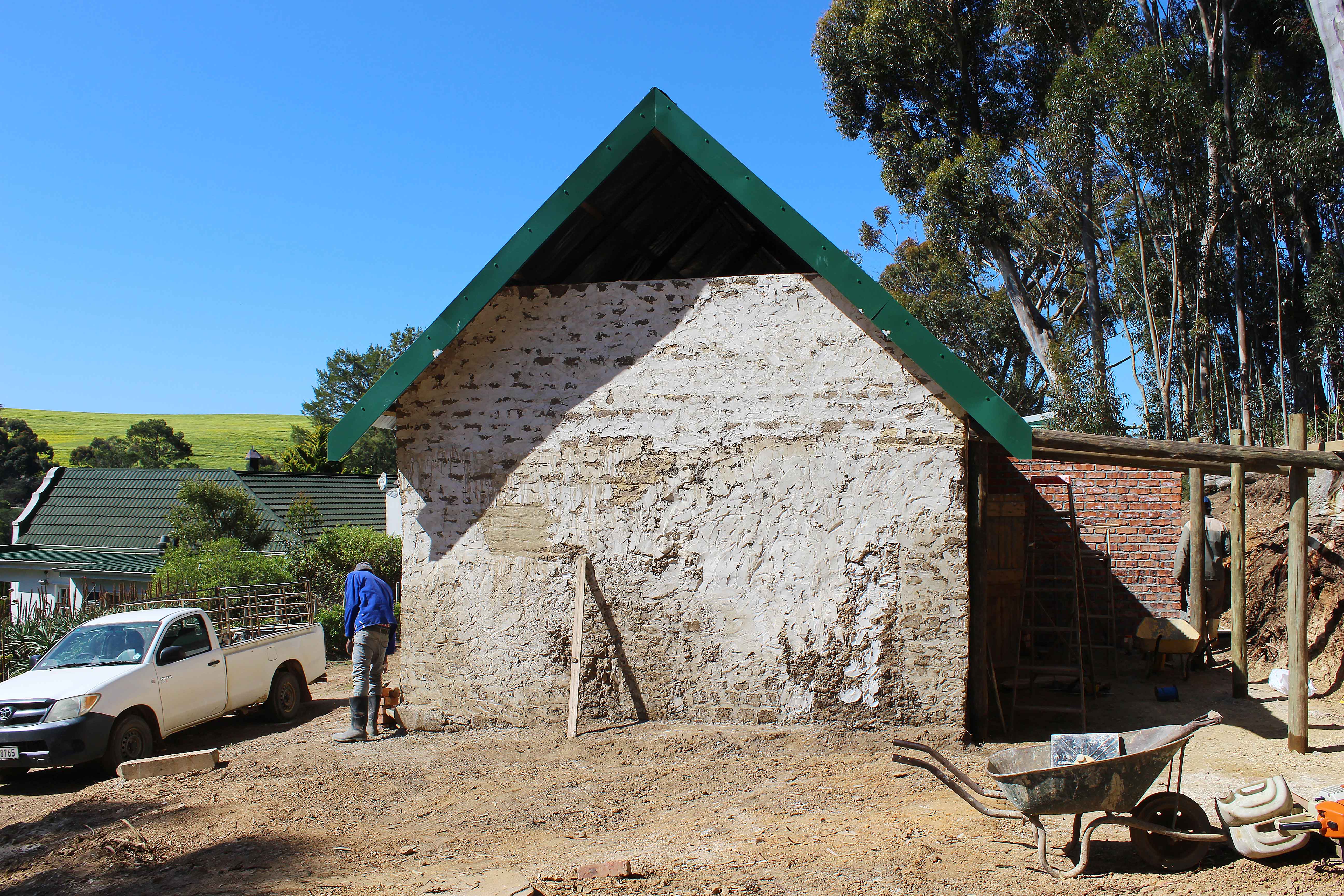The barn under construction.